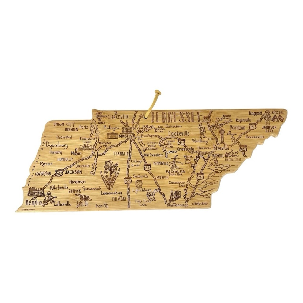 Totally Bamboo Tennessee State Engraved Cutting Board 18.5" x 7" Decor